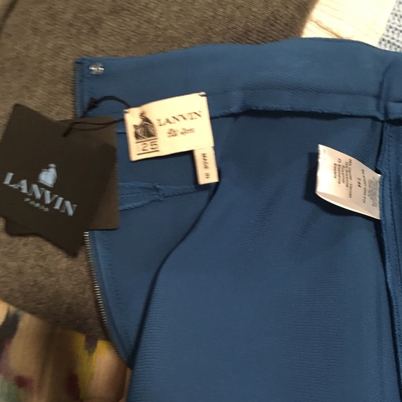 Lanvin Blue Fitted Straight Pencil Zip Skirt 12 10 - Picture 4 of 5